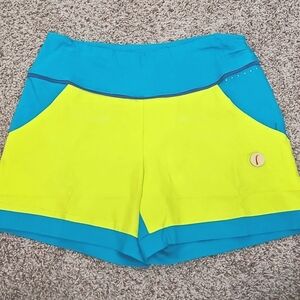Swingdish Women's Teal And Lime Golf Shorts With Crystals NWT SZ Large